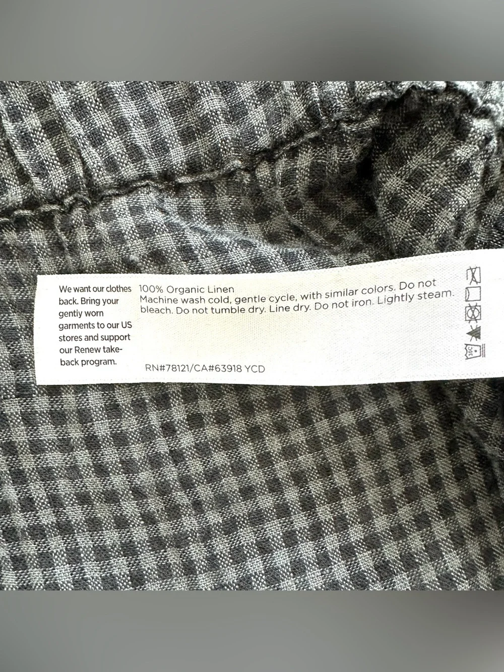 Eileen Fisher Gathered Organic Linen Maxi Skirt Black & Grey Check | XL | EUC - Picture 8 of 9